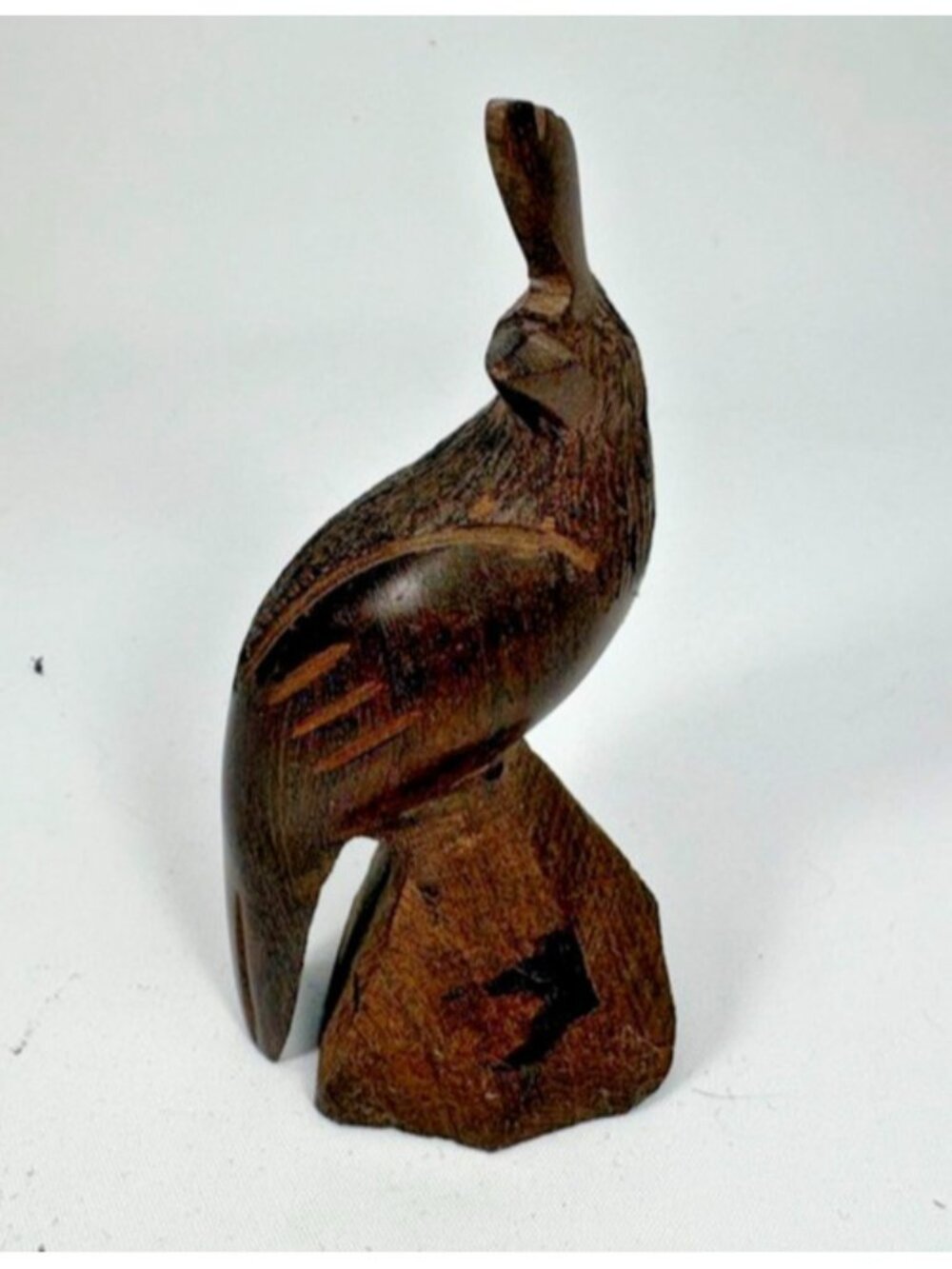 Vintage Hand Carved Ironwood Quail Figurine Bird Sculpture 5" Folk Art Decor